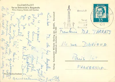Prinz Georg-Palais mit Garten — Darmstadt — Verlag: Kunstanstalt Wilhelm Gerling sen. GmbH, Ds 2464 — Verso
