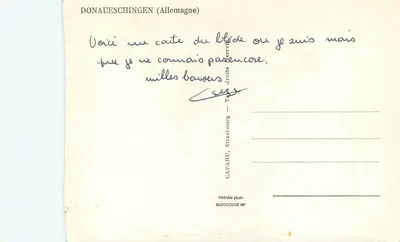 Donaueschingen — Lembrete — CAPARU, Strasbourg — Verso