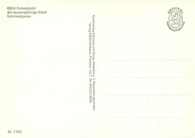 Dinkelsbühl — a cidade milenar — Kunstverlag Edm und von König, Heidelberg, Nr. 1152 — Verso