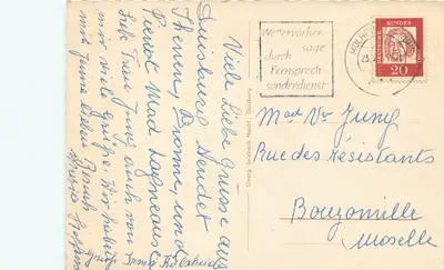 Duisburg — Mercator-Halle, Hauptbahnhof, Rheinbrücke, Hafen, Schiffahrtsdenkmal — Georg Sülzbech Nachtf, Duisburg — Verso