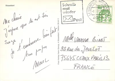 Düsseldorf — widok nocny ulic i budynków — Foto-Verlag Hans Georgi, n° 394411 — Rewers