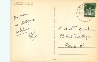 Tünnes und Schäl — dois personagens humorísticos em Colônia — Hans Ziethen Verlag, FF 1802 — Verso