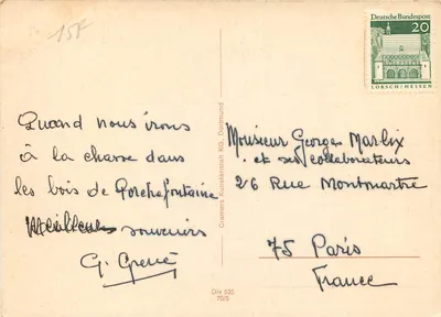 Casal em um recife florestal — editor Cramers Kunstanstalt KG, Dortmund — Verso