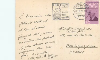 Aniole i dzwony Bożego Narodzenia — HOFHEIM am Taunus, 1972 — wydawca nie widoczny — Rewers