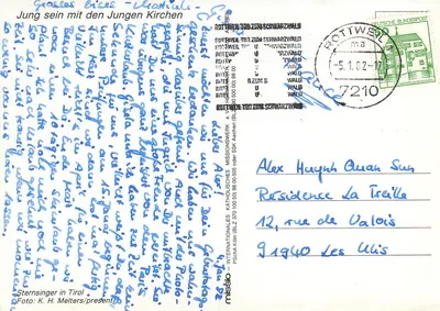 Cantores de estrelas no inverno — Rottweil, Alemanha — editor: Internationales Katholisches Missionswerk — Verso