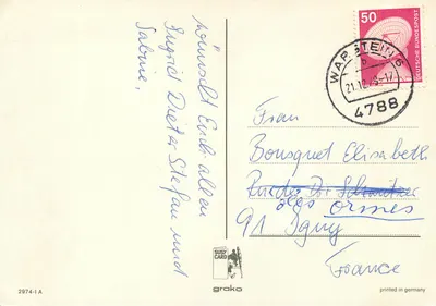 Świeczka i dekoracje Bożego Narodzenia — Susy Card n°2974-1A — grako — Rewers