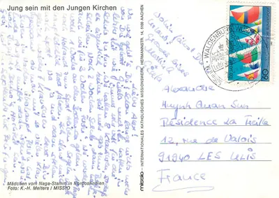 Dziewczyna z plemienia Naga — Północny Wschód Indii — wydawca missio — Rewers