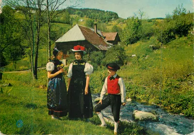 Bilhete postal moderno Folklore do Schwarzwald