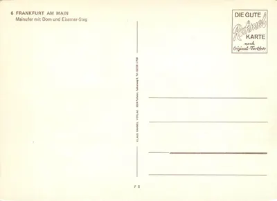 Frankfurt am Main — Mainufer z katedrą i stalowym mostem — Klaus Rahmel Verlag — Rewers