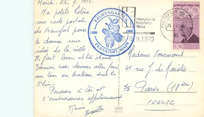 Frankfurt/M. — Romer, Palmengarten, Mainufer, Opernplatz — wydawca nieodczytalny, numer serii nieczytelny — Rewers