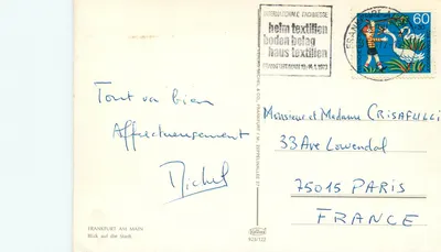 Frankfurt am Main — Nachtzicht op de stad — Uitgever Kullone, nr. 925/122 — Achterkant