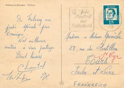 Bilhete postal moderno Freiburg im Breisgau — Verso