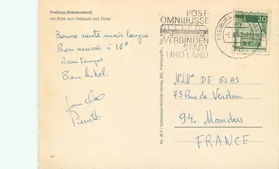 Freiburg (Schwarzwald) — vista do Hebsack e do Elztal — editor Schmeitzer-Nicolai-Verlag, n° 49 F — Verso