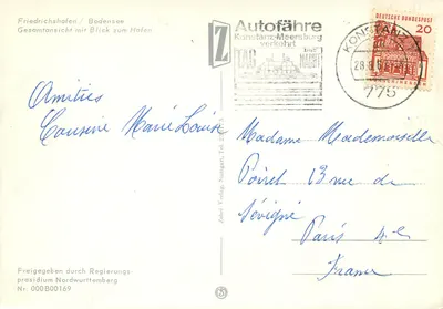 Friedrichshafen / Bodensee — Vista geral com visão para o porto — Zehl. Verlag, Nr. 000B00169 — Verso