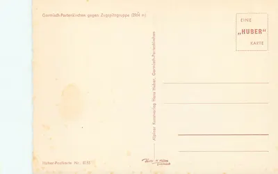 Garmisch-Partenkirchen — widok na grupę Zugspitz (2964 m) — Huber, Alpiner Kunstverlag — Rewers
