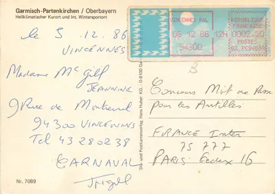 Garmisch-Partenkirchen / Oberbayern — Kurort leczniczy i Międzynarodowy Ośrodek Sportu Zimowego — Hans Huber KG, Nr. 7089 — Rewers