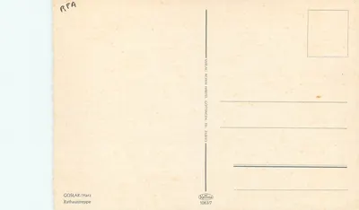 Goslar/Rathausstreppe — uitzicht op de straat met trap en hotel Kaiserworth — uitgever Verlag Achim Hartel, Göttingen — Achterkant