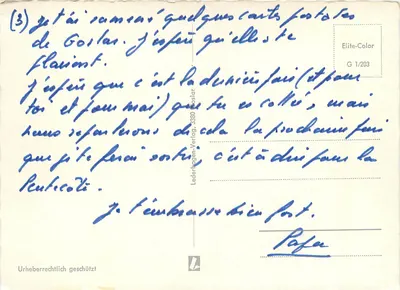 A Kaiserpfalz em Goslar/Harz — Editora Lederhagen-Verlag, n° G 1/203 — Verso