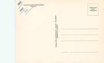 Rathaus — Cidade Universitária de GÖTTINGEN — Verlag „Die Ansichtskarte“, Kassel — Verso