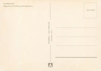 Hamburgo — Tunel do rio Elba com as docas de St. Pauli — Andres + Co Verlag, n° 8607 — Verso