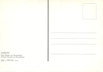 Hamburg — Stare domy przy Nicolaifleet — Herlitzka 31.920.163 — Rewers