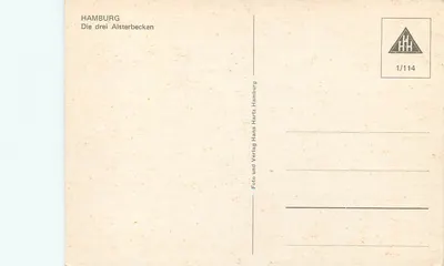 Hamburg — Die drei Alsterbecken — Foto und Verlag Hans Hartz Hamburg, nr 1/114 — Rewers