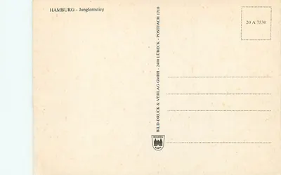 Hamburg — Jungfernstieg — HAPAG-LLÖYD i nabrzeża — wydawca Bild-Druck & Verlag Holsten — Rewers