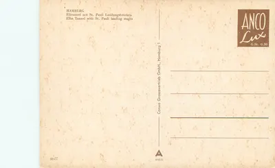 Hamburgo — Tunel do rio Elba com as docas de St. Pauli — ANCO Lux — Verso