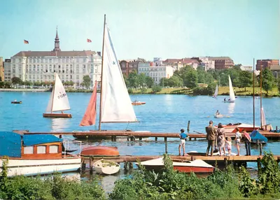 Hamburgo — Vista da Outer Alster sobre o Hotel Atlantic — Hans Andres Verlag