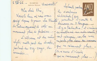 Hamburgo - Auditorium Maximum - Universidade - editor ANCO, n° 4221 — Verso