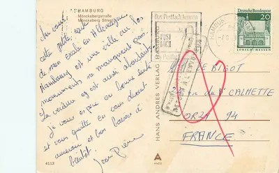 Hamburg — nocny widok katedry św. Michała i budynku Dyckerhoff — wydawca Hans Andres Verlag, nr 4113 — Rewers