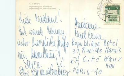 Hamburgo — Jungfernsteig e Binnenalster — Deutsche Bundespost — Verso