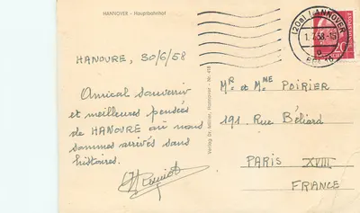 Nowoczesna pocztówka Hannover Hauptbahahot — Rewers