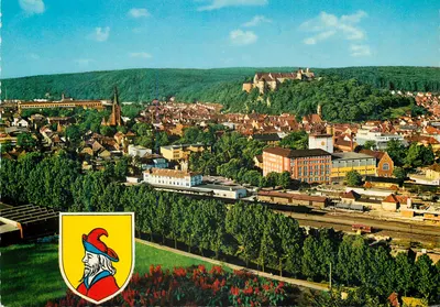 Heidenheim a.d. Brenz — vista panorâmica com castelo — editor Krüger, n° 120717