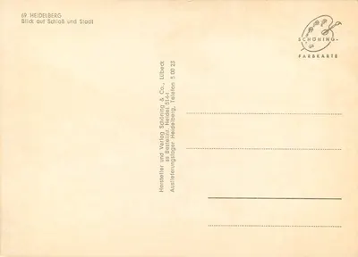 Heidelberg — widok zamek i miasto — Schöning & Co., Lübeck — Rewers