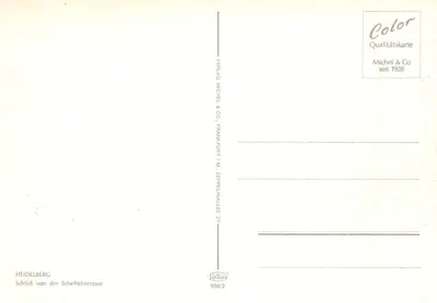 Zamek z terasy Scheffelterrasse — Heidelberg — wydawca Michel & Co. — Rewers
