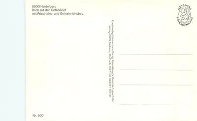 Heidelberg — Schlosshof z budynkami Fryderyka i Ottheinricha — Kunstverlag Edmund von König — Rewers