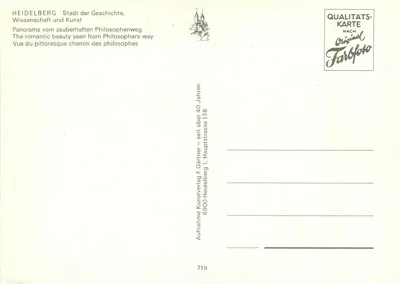 Heidelberg — Panorama droga filozofów — Kunstverlag F. Gärtner — Rewers