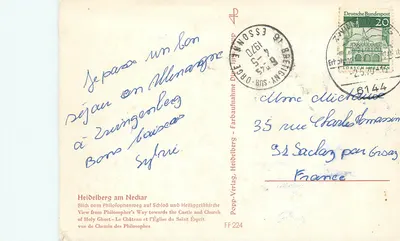 Heidelberg nad Neckarem — Widok z zamku i kościoła Świętego Ducha — Heidelberger Verlag, FF 224 — Rewers