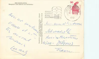 Heidelberg — Bergbahn zum Schloss und Molkenkur — Hersteller und Verlag Schöning & Co., Heidelberg — Rewers