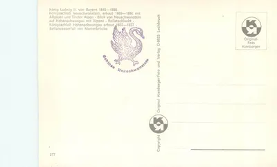 König Ludwig II von Bayern — Saudação de Hohenschwangau — editor Kienberger, n° 277 — Verso