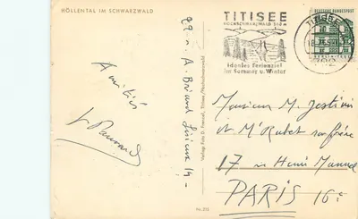 Höllental na Floresta Negra — Titisee 860 m — Verlag Foto D. Frenzel, Titisee Nr. 215 — Verso