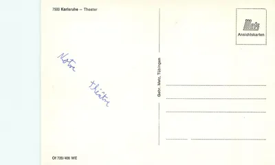 Teatro de Karlsruhe — editor Metz, n° 720/406 WE — Verso