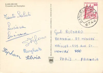 Karlsruhe - Pirâmide no Marktplatz — editor Bild-Druck & Verlag GmbH, Lübeck, n° 1710 — Verso