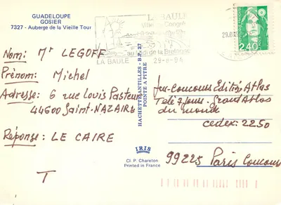 Auberge de la Vieille Tour — Guadeloupe — wydawca Hachette — Rewers