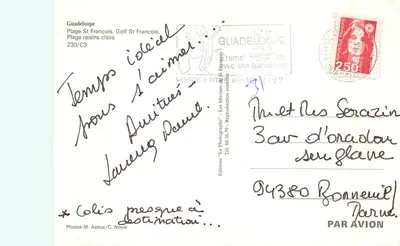 Guadeloupe — Praia de St François, Golfe de St François — Éditions Les Marins de St François — Verso