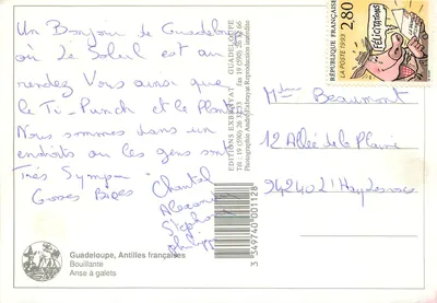 Anse à galets — Guadalupe — Edições Exbrayat — Verso