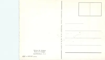 Ruínas de Antigua — Guatemala — editor Distribuidores Librera "PROGRESO" — Verso