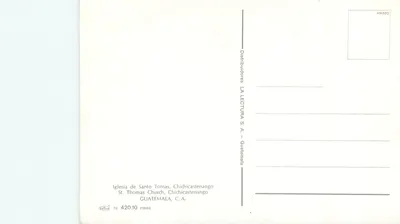 Kościół św. Tomasza — Chichicastenango — Dystrybutorzy LA LECTURA S.A. — Gwatemala — Rewers