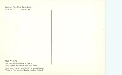 Charles de Gales — casamento real — Guernesey, 1981 — Verso
